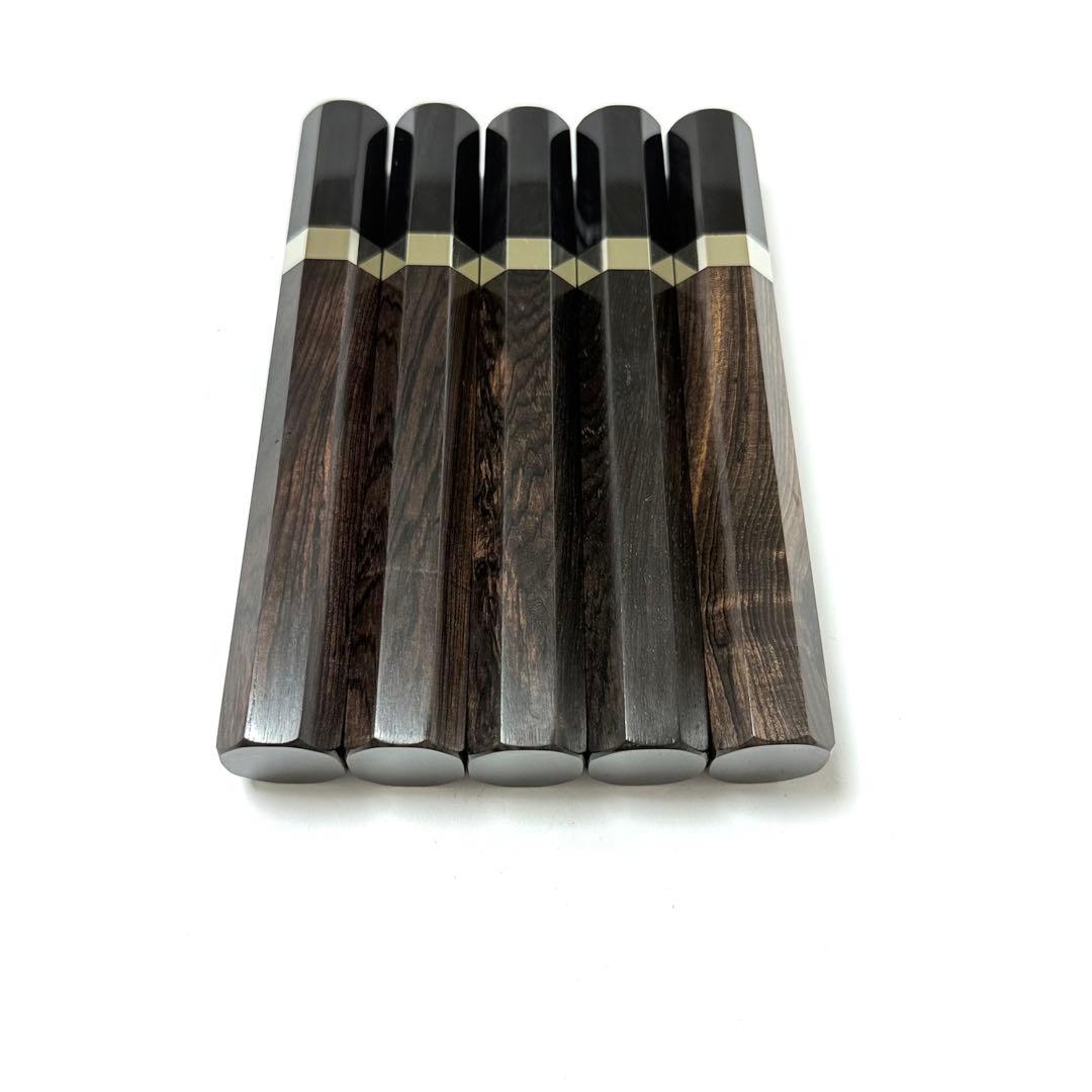 5本セット 銀巻 黒水牛角 菜切6寸 黒檀八角柄 菜切6寸 手作り 包丁の柄