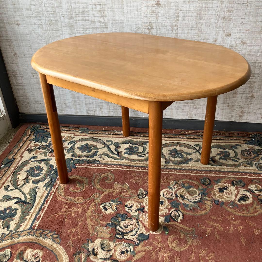 北欧レトロ 光製作所 天然木 楕円形ダイニングテーブル 古道具古家具 ビンテージ