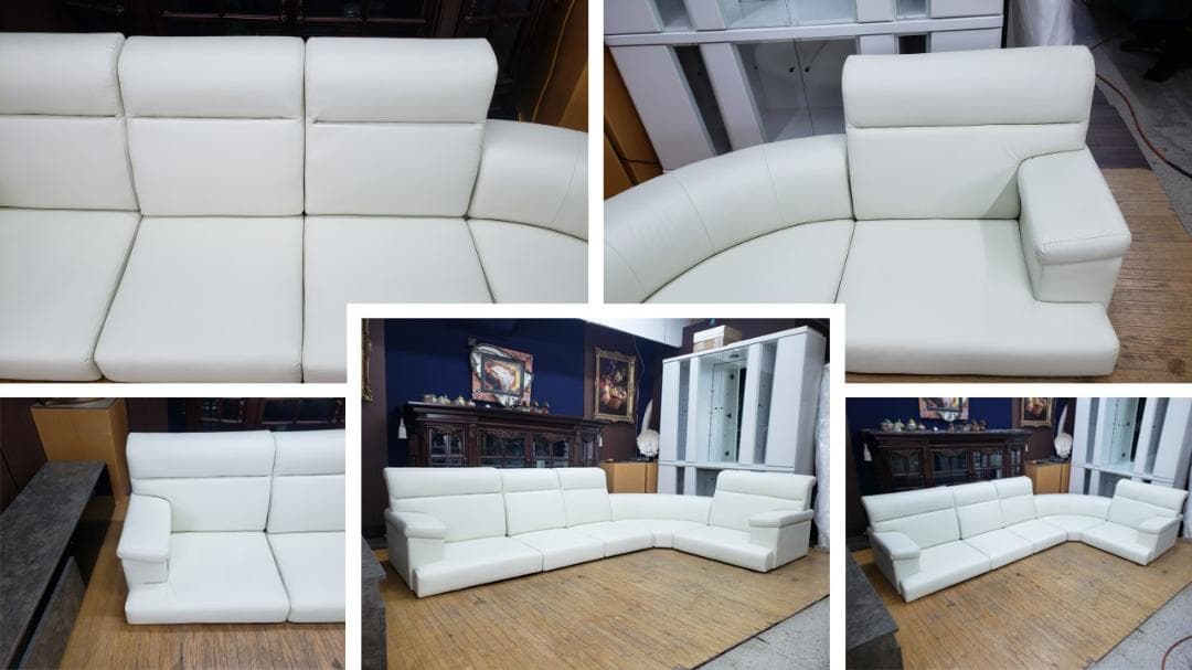 ③ハンドメイドmama　H7　合皮　コーナー ローソファ　５点セット