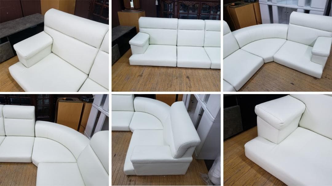 ③ハンドメイドmama　H7　合皮　コーナー ローソファ　５点セット