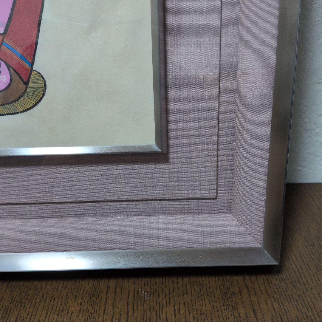 浮世絵 真作 布袋と美人 渓斎欣士 女流浮世絵画家 額絵 絵画 - メルカリ