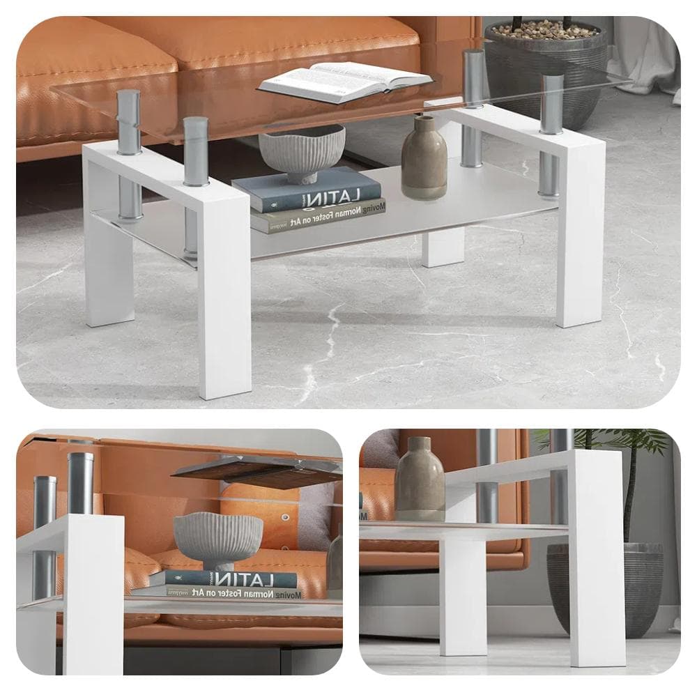 ガラステーブル コーヒーテーブル 幅88cm 強化ガラス天板 スチール脚