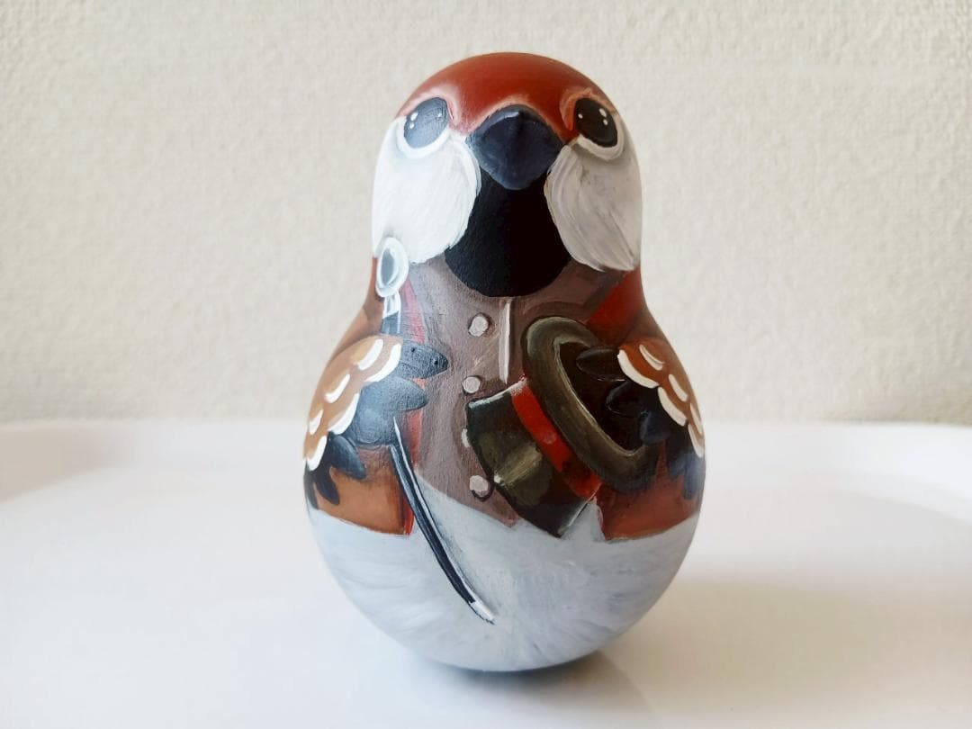 【CBT083】9cm級 おきあがりこぼし(大) スベトラーナ　すずめ