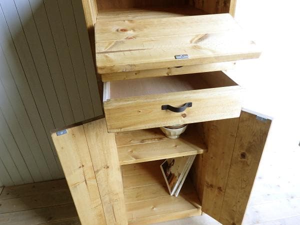 サイズデザインオーダー可1バッタン1扉2引出キャビネットブラウン受注製作