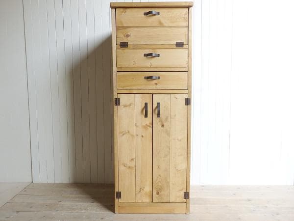 サイズデザインオーダー可1バッタン1扉2引出キャビネットブラウン受注製作