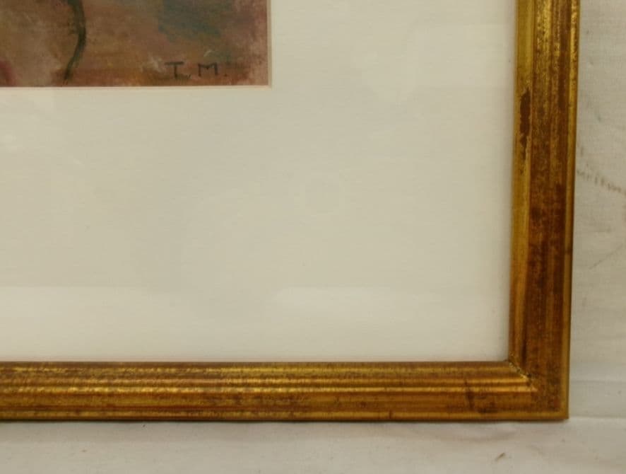 「女王陛下の興行師たちより 」TMサインあり、女性像 油彩 F4 額装