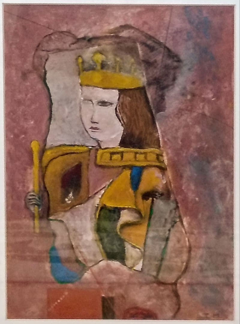 「女王陛下の興行師たちより 」TMサインあり、女性像 油彩 F4 額装