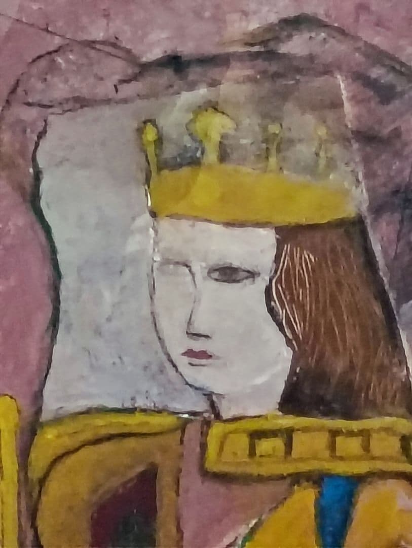 「女王陛下の興行師たちより 」TMサインあり、女性像 油彩 F4 額装