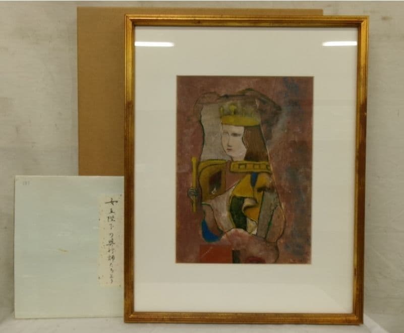 「女王陛下の興行師たちより 」TMサインあり、女性像 油彩 F4 額装