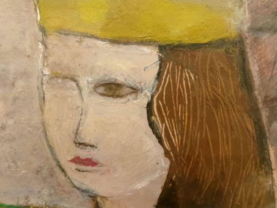 「女王陛下の興行師たちより 」TMサインあり、女性像 油彩 F4 額装