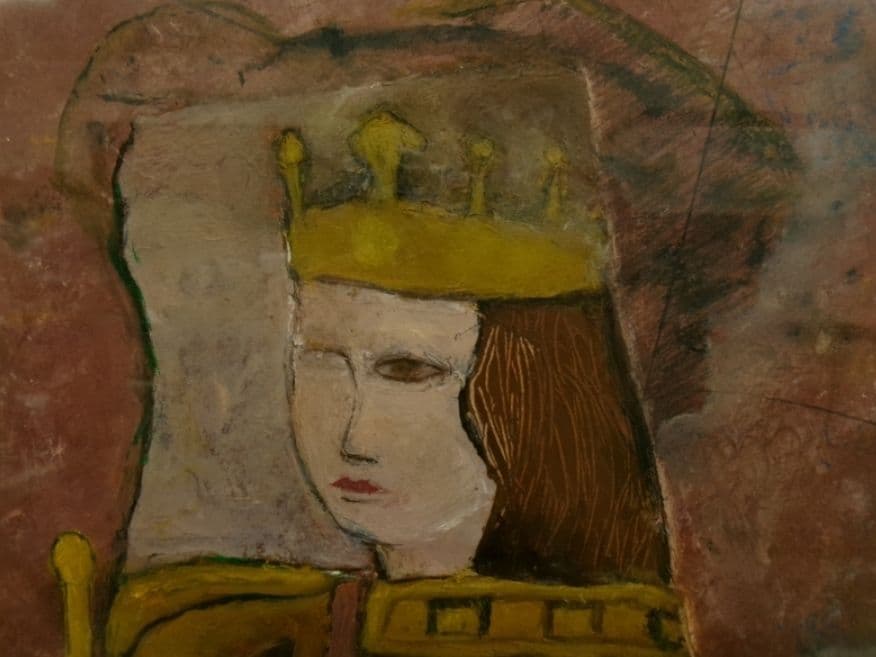 「女王陛下の興行師たちより 」TMサインあり、女性像 油彩 F4 額装