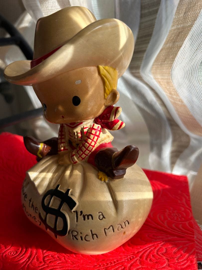 内藤ルネ カウボーイ 貯金箱 昭和レトロ ＄