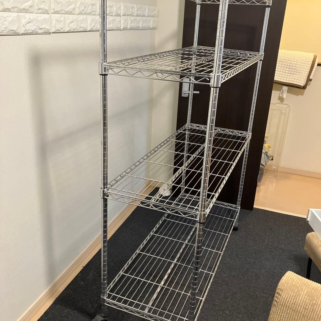 メタルラック キャスター付W120×D46×H155 4段 スチールラック 頑丈