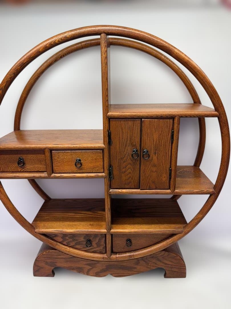中国家具　円型　飾り棚　丸棚　シノワズリ　和風 01d108