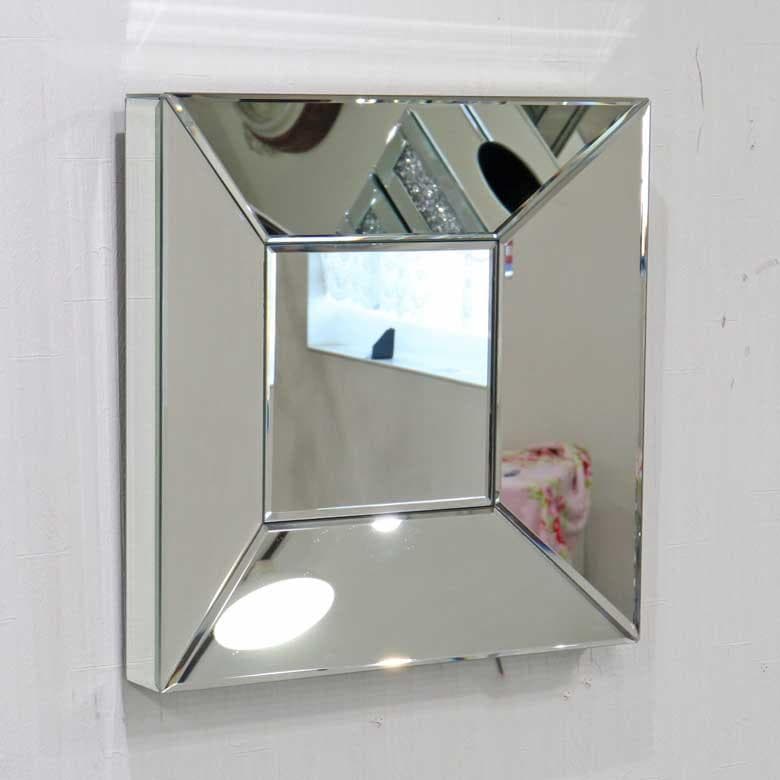 2枚セット ミラー家具 壁掛けミラー シルバー 鏡 35cm