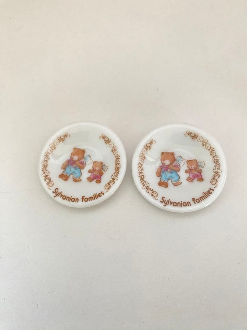 シルバニアファミリー レア初期 食器セット 緑の家具 エポック社