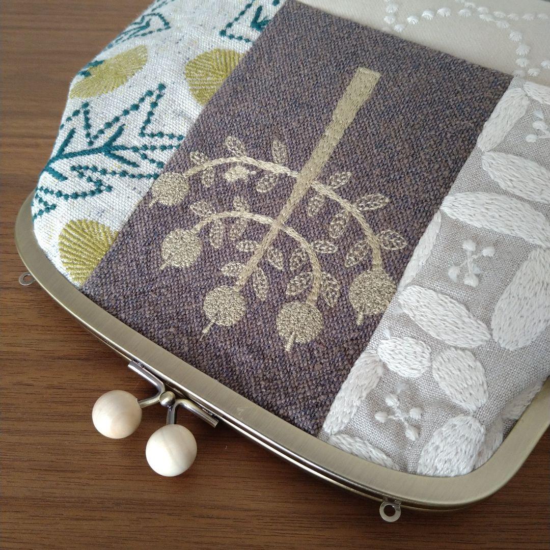 sale❁ 白玉口金 パッチワークのがま口バッグ☆ミナペルホネンハンドメイド