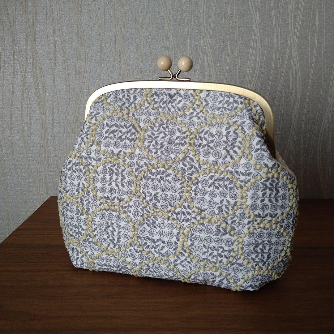 sale❁ 白玉口金 パッチワークのがま口バッグ☆ミナペルホネンハンドメイド