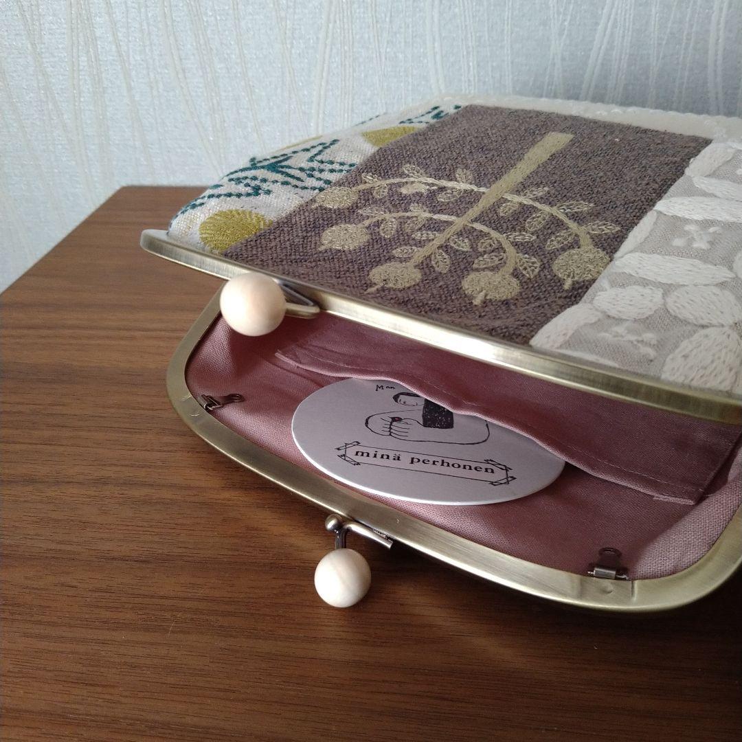 sale❁ 白玉口金 パッチワークのがま口バッグ☆ミナペルホネンハンドメイド