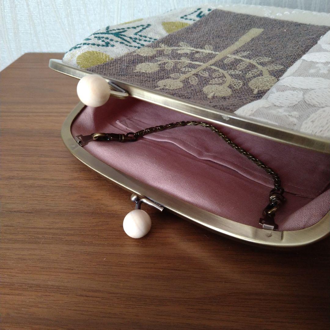 sale❁ 白玉口金 パッチワークのがま口バッグ☆ミナペルホネンハンドメイド