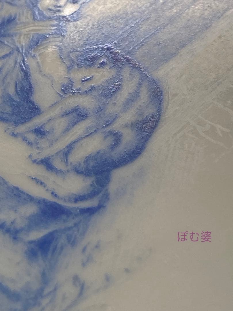 【古マイセン】コバルト金彩／プレート「子供のいる風景／白と青の世界」④