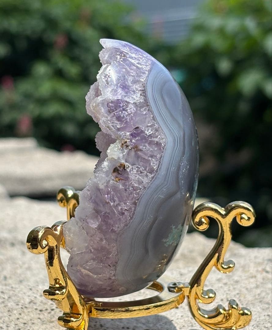 ブラジル産！希少！最高品質⭐アメジストたまご⭐2回結晶⭐ファイアー共生⭐N156