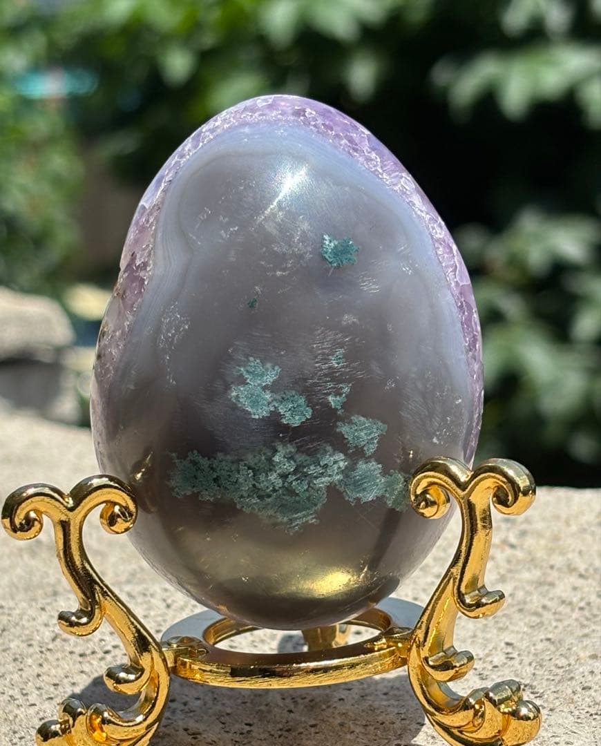 ブラジル産！希少！最高品質⭐アメジストたまご⭐2回結晶⭐ファイアー共生⭐N156