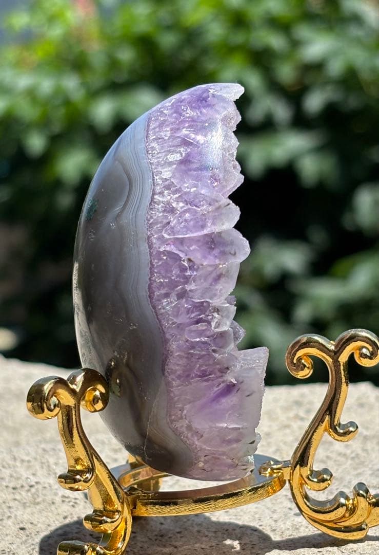 ブラジル産！希少！最高品質⭐アメジストたまご⭐2回結晶⭐ファイアー共生⭐N156