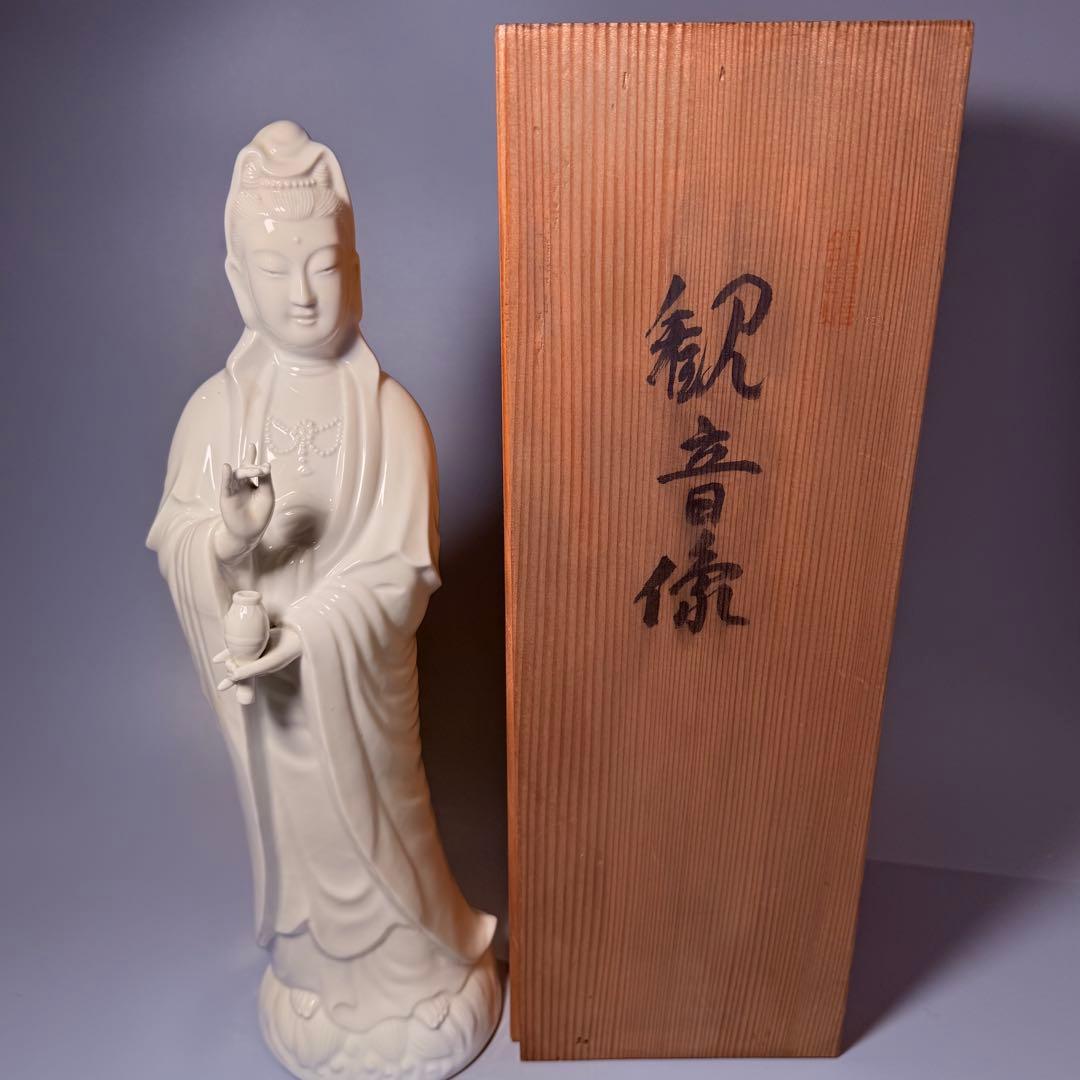 伊万里 鍋島 長春窯 白磁観音像 共箱有り 高さ45㎝ - メルカリ