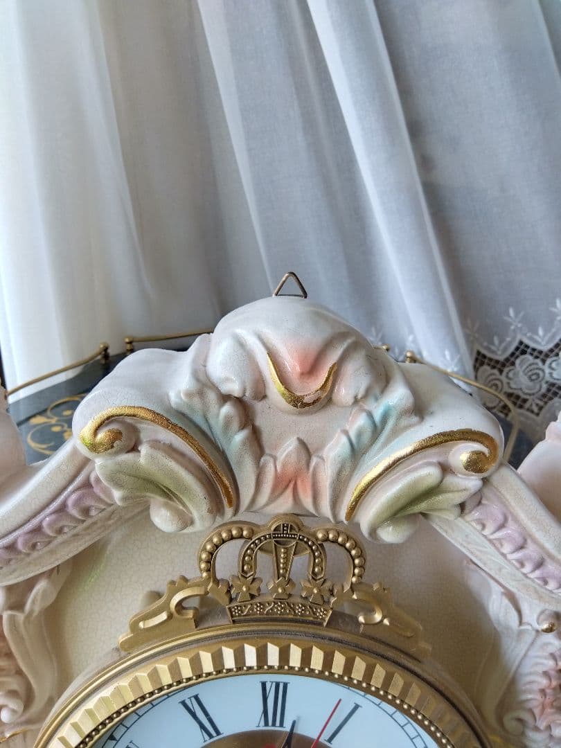 クラシックスロココタイル 掛時計 アイボリー ゴールド