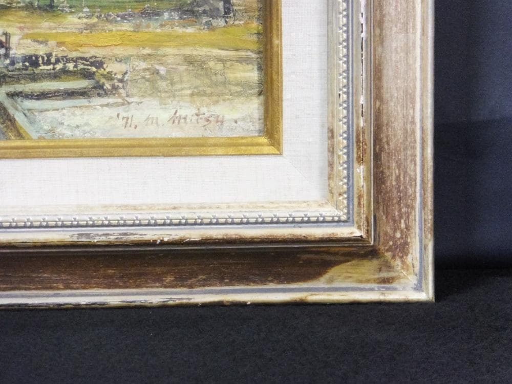 三觜正之　直筆サイン『ベニス風景』油彩 1971年 4号 0313E