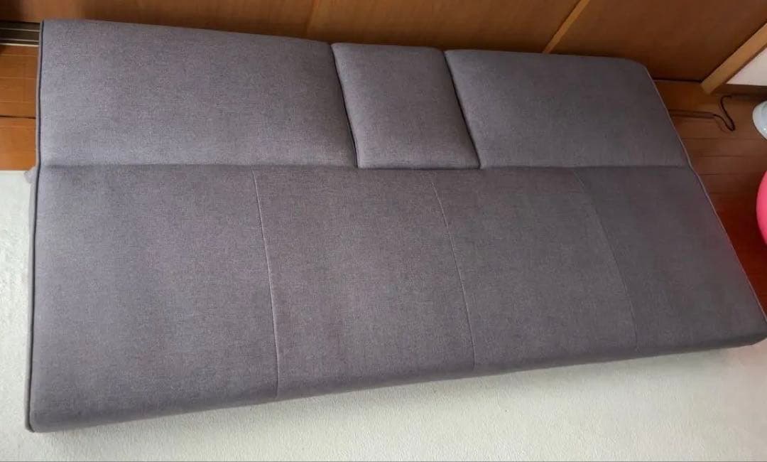 【大きめ】ローソファ リクライニング付き（グレー）1.85m×1m