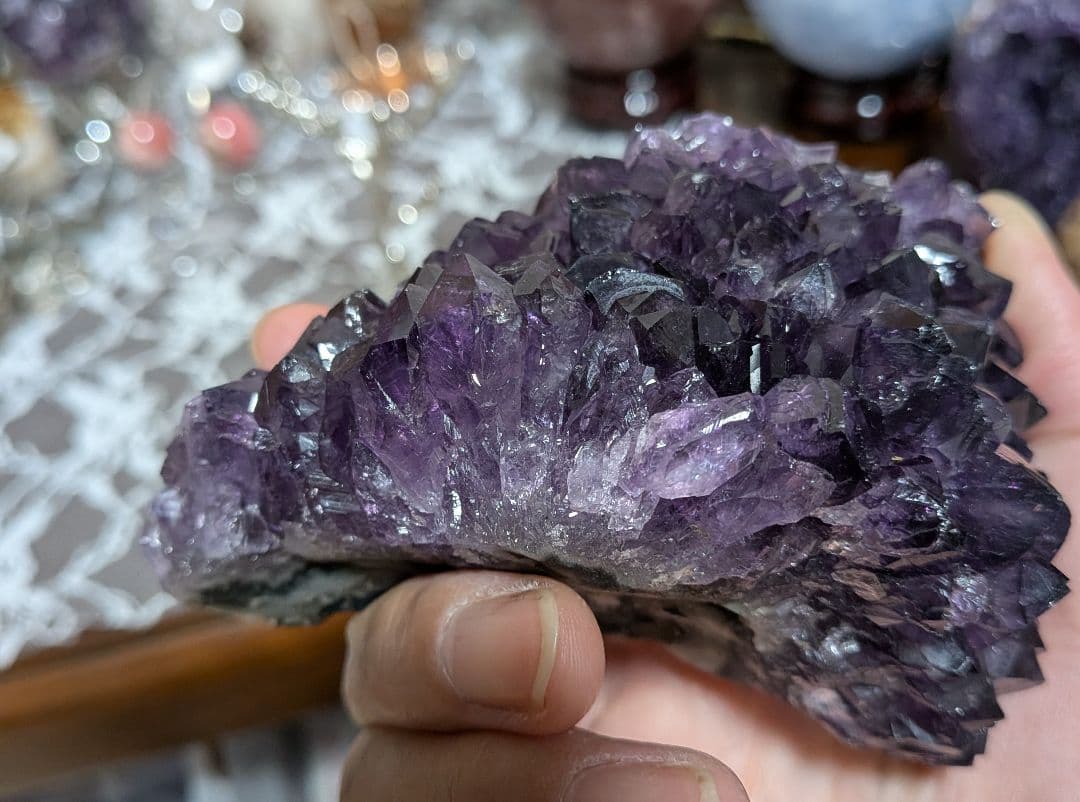 hhkk☆クラスター☆ウルグアイ産☆ファントム☆天使の指紋☆台座付き☆