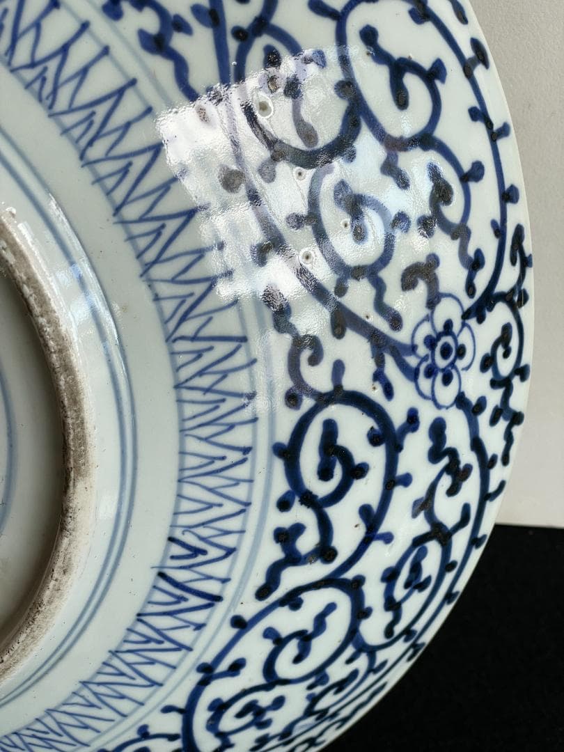 極上 古伊万里 大皿 金蘭手 江戸期 唐獅子 牡丹図 七宝文 紗綾形風 飾