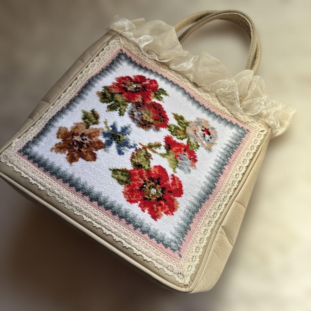 アンティークテイスト　フェイラー　ハンカチで作る　オーダーバッグ　レトロ