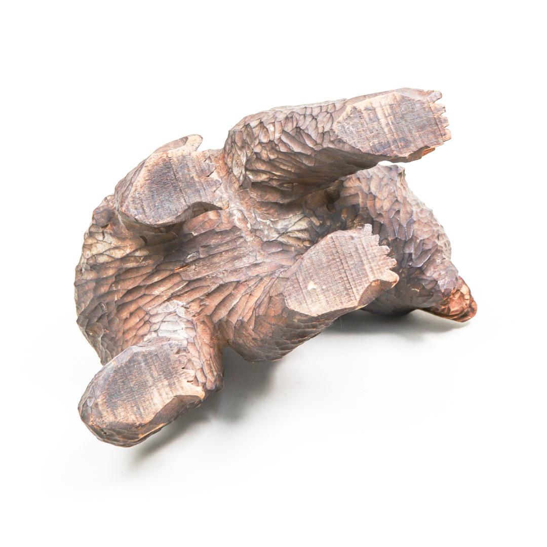 ガラス目 吠え熊 木彫 北海道民芸