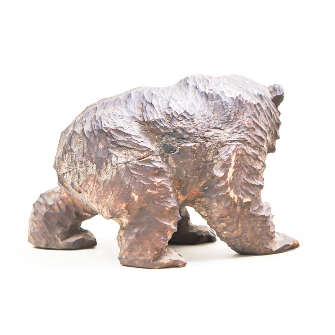 ガラス目 吠え熊 木彫 北海道民芸