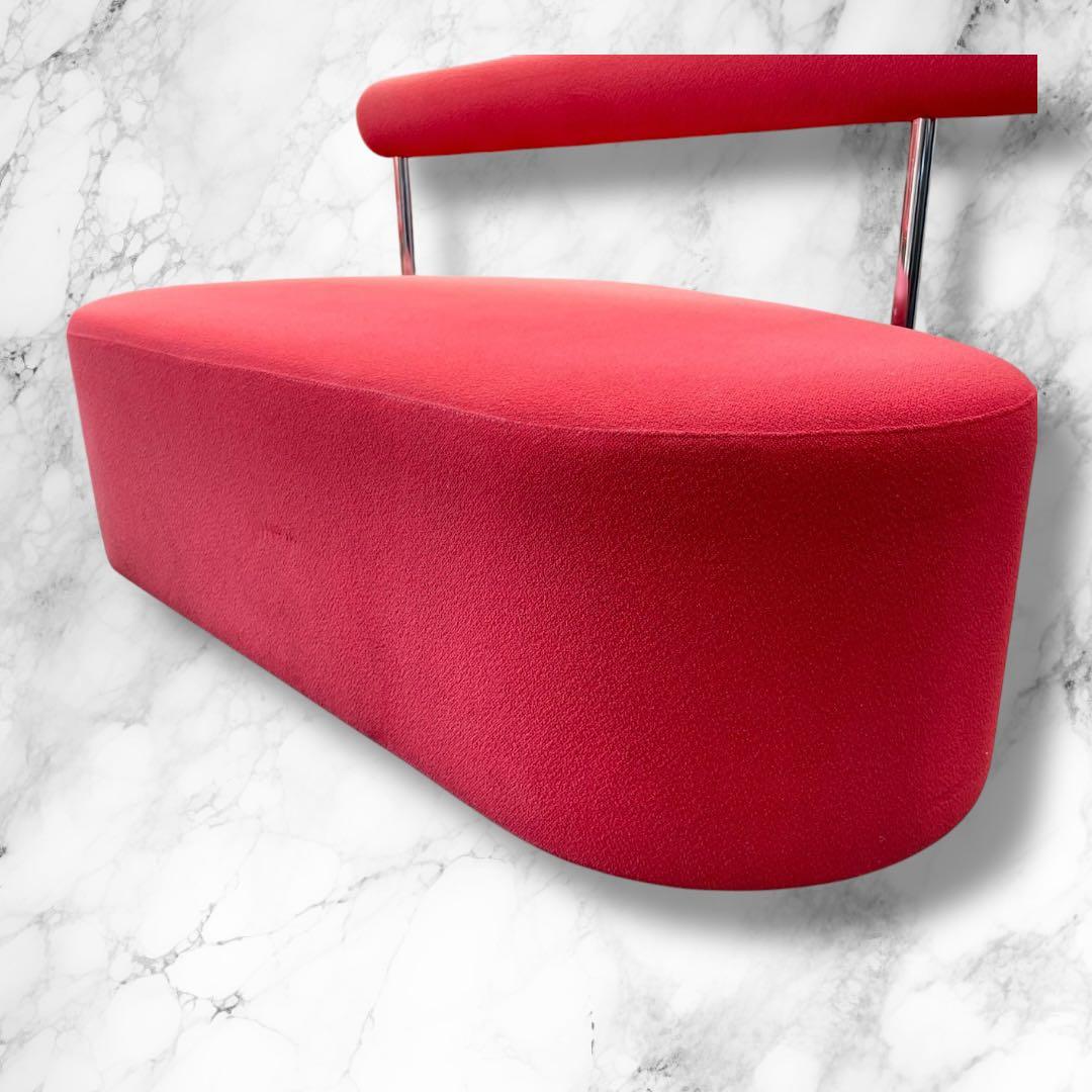 モダンデザイン 赤 ソファ 背もたれ付き／幅127cm インテリア・撮影・待合