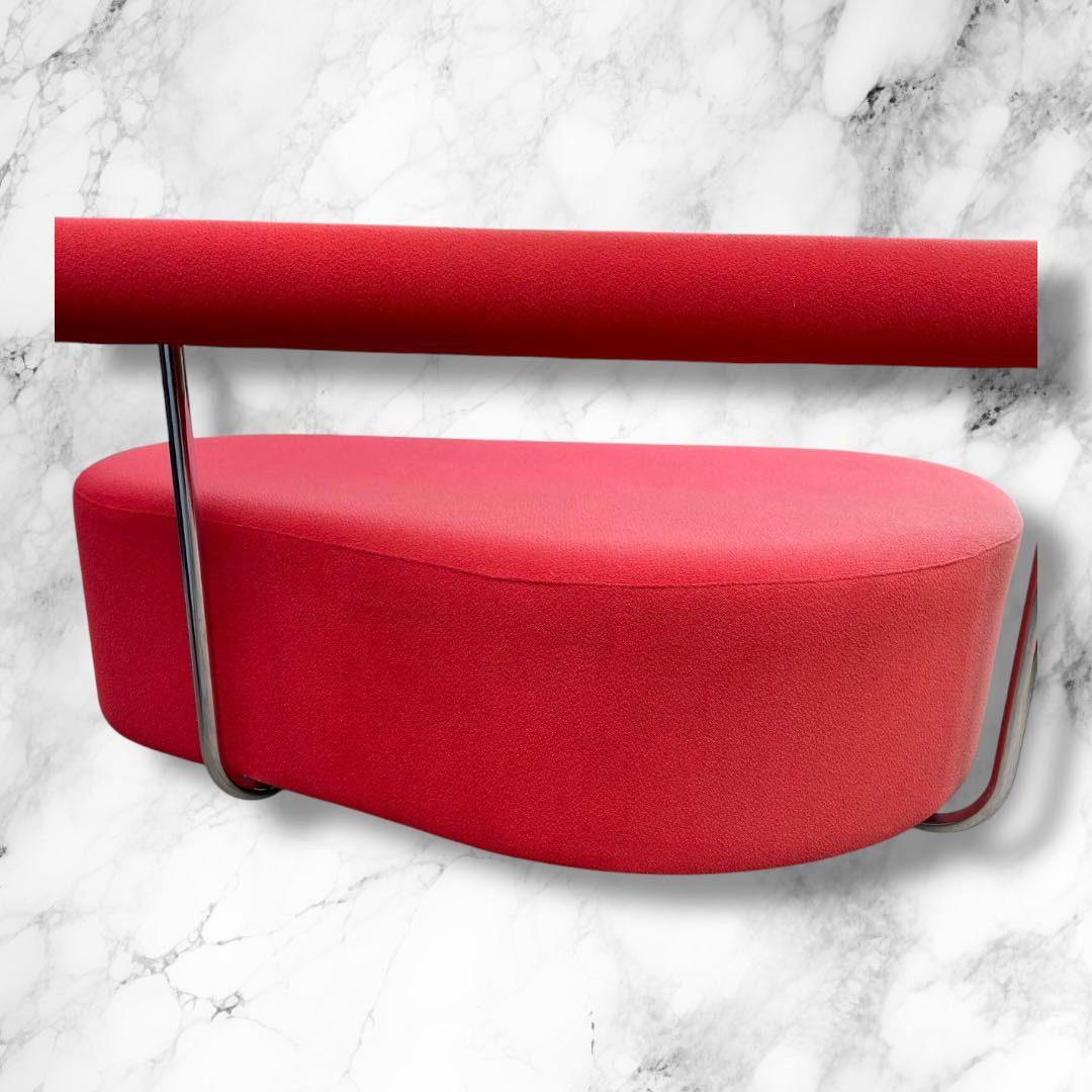 モダンデザイン 赤 ソファ 背もたれ付き／幅127cm インテリア・撮影・待合