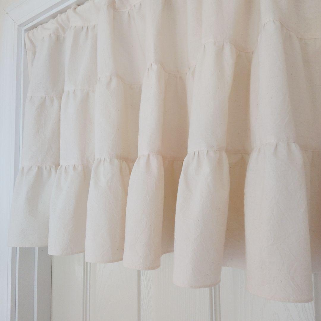 ナチュラルコットン♪3段ティアードカフェカーテン100cm×47cm キナリ無地