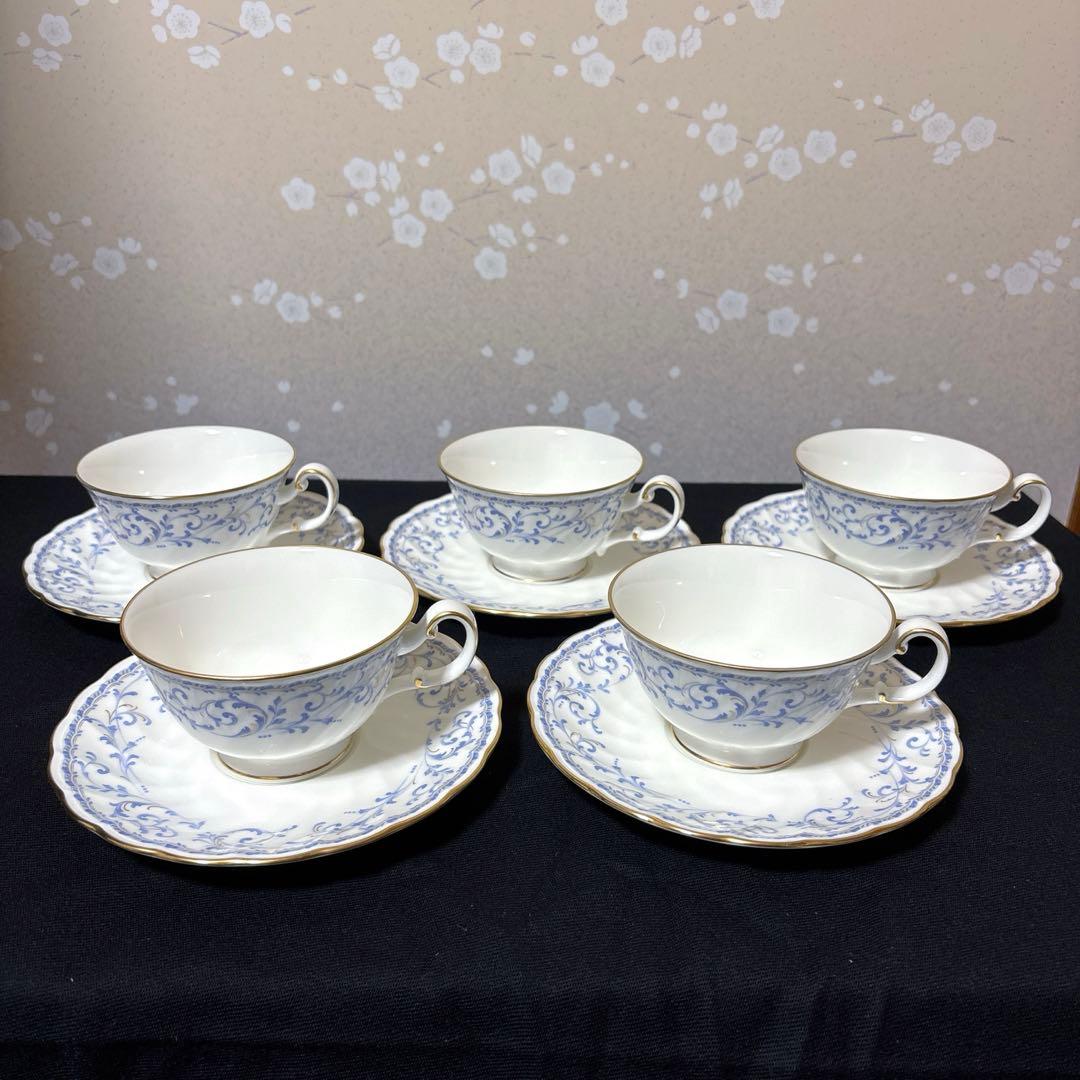 ノリタケ ボーンチャイナ ティーカップ＆ソーサー 5客セット 金彩