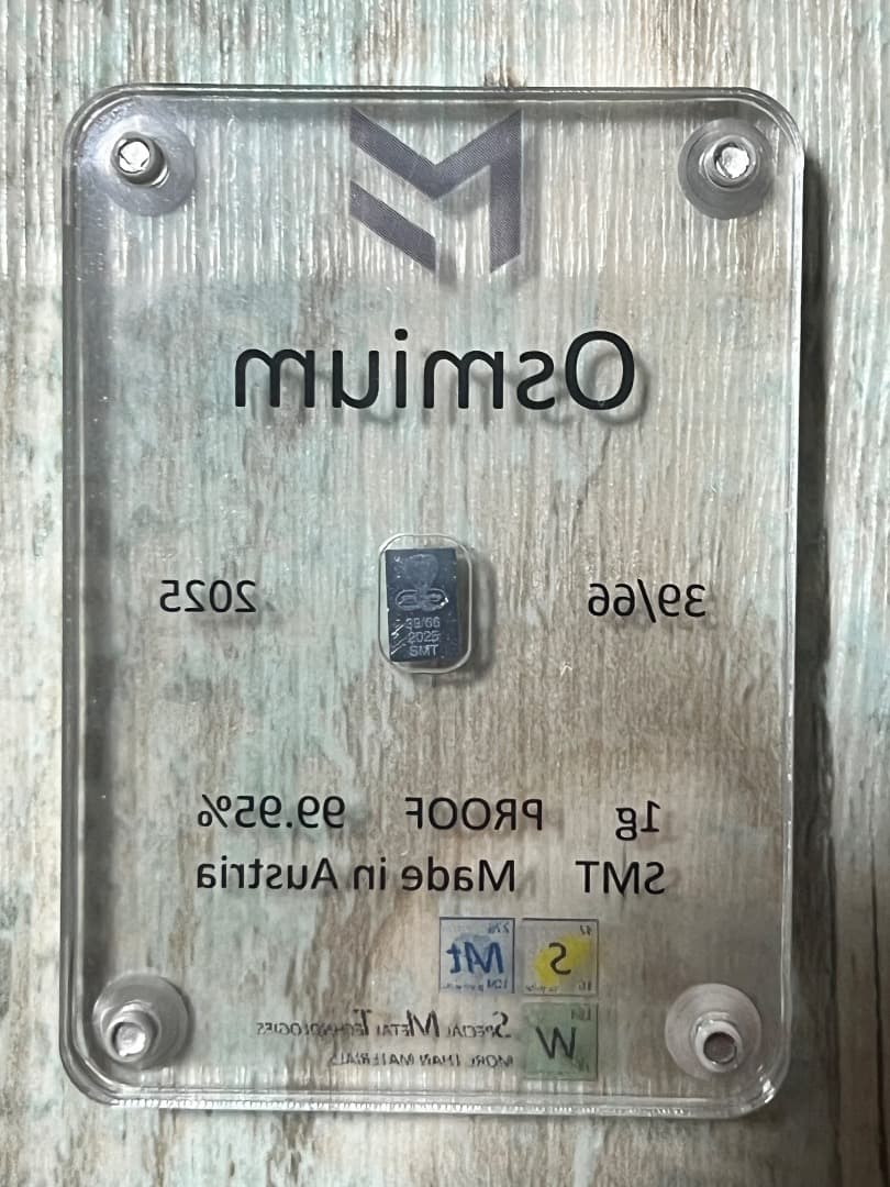 39/66 原子番号76 Os オスミウム 1g 99.95% Osmium