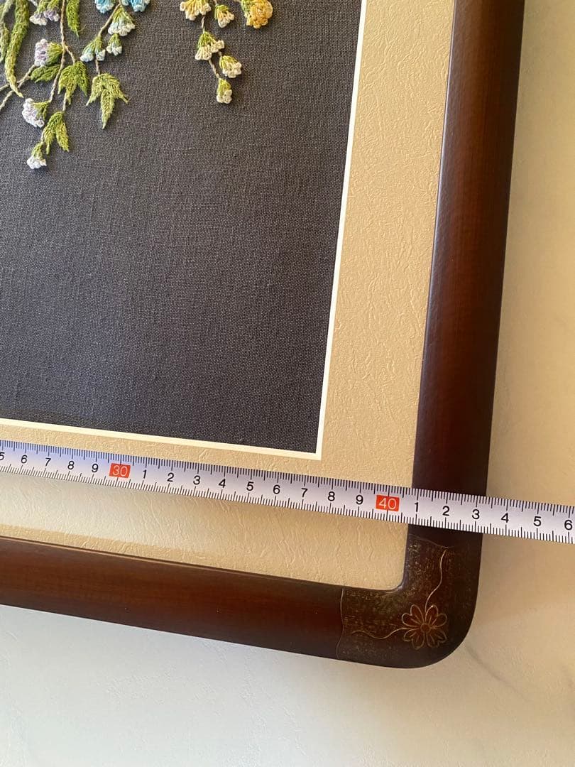 未使用【戸塚刺繍】お花のバスケット 額 84cm×43.5cm