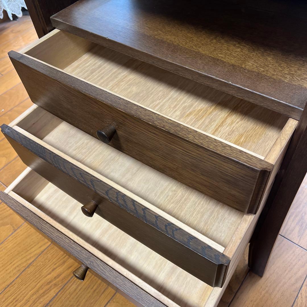 木製ラック ダークブラウン 2段棚 4引き出し