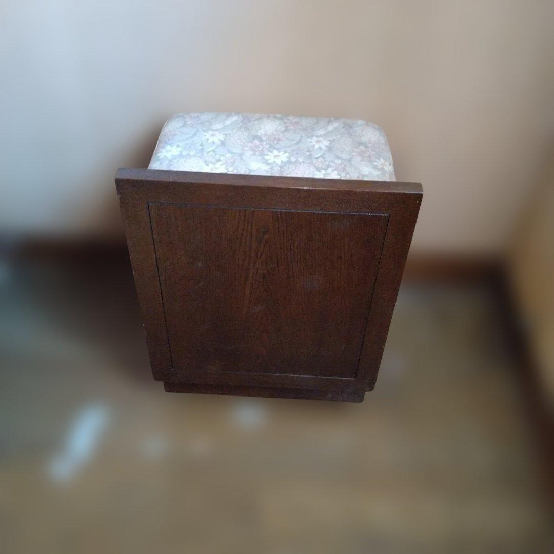 【昭和レトロ】カリモク　ドマーニ　背もたれ付き木製スツール