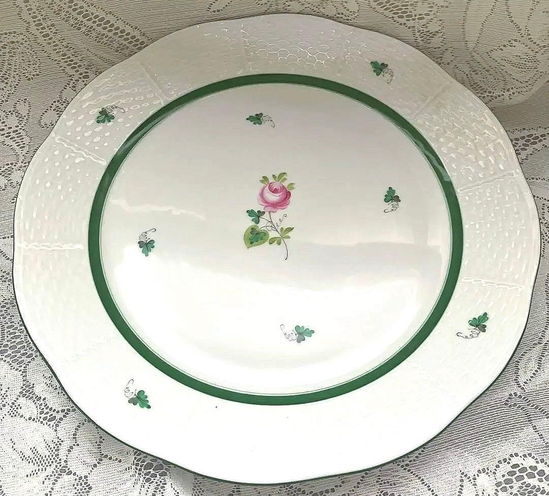 未使用品　19㎝ディナープレート2枚　HERENDウィーンの薔薇