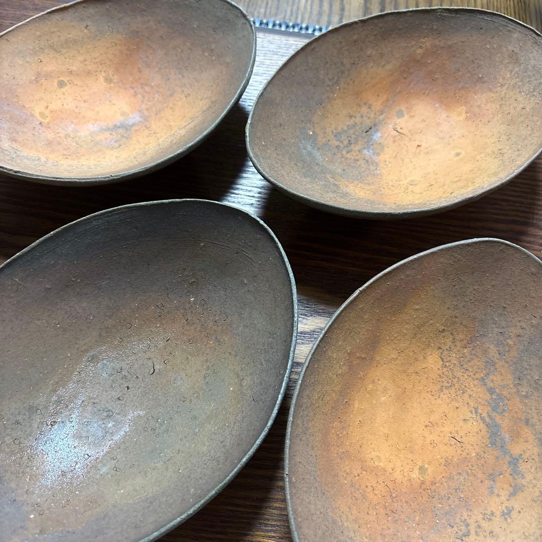 備前焼　金重友邦作品　5客皿　未使用　箱あり