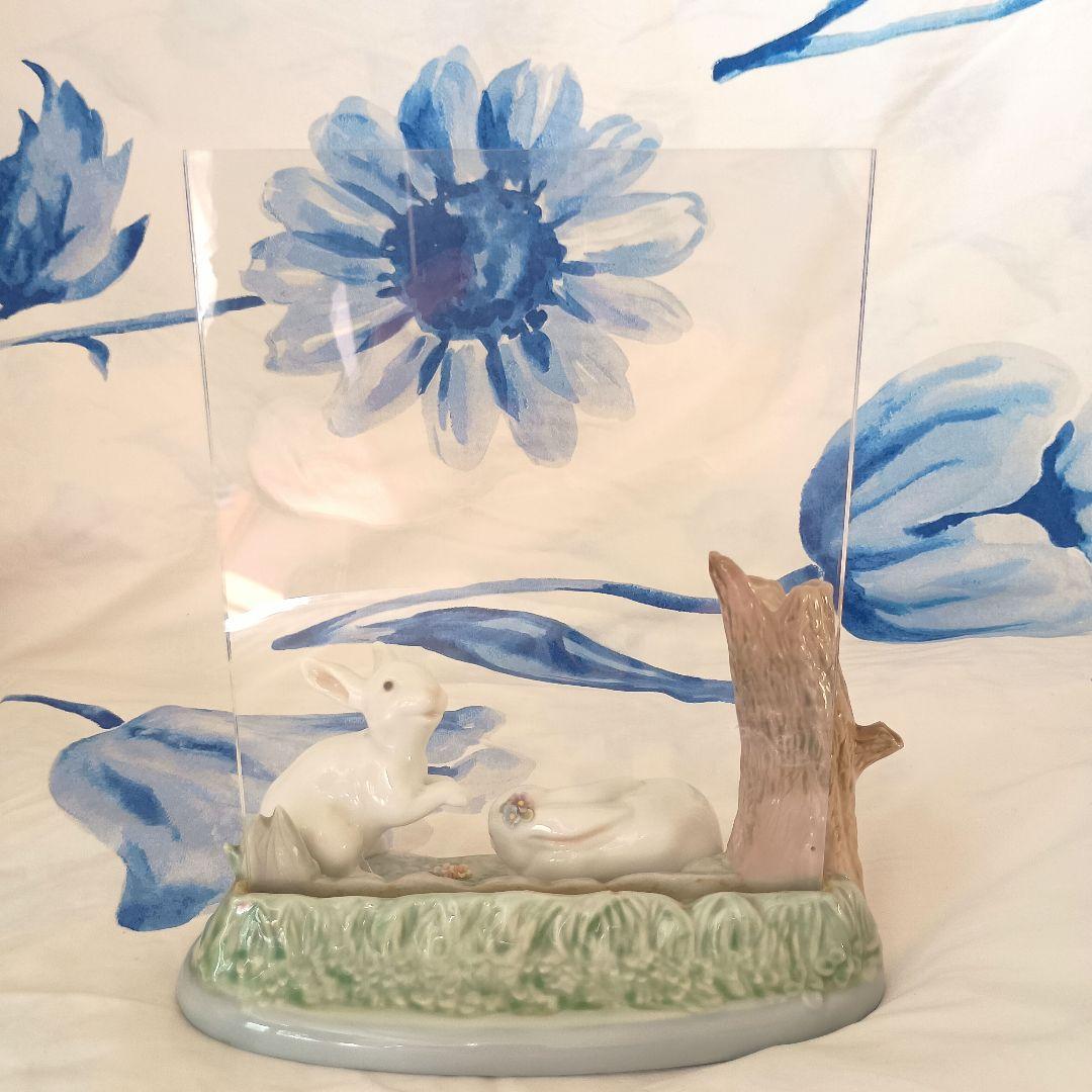 リヤドロ　写真立て　フォトフレーム　うさぎ　木　森　かわいい　置物