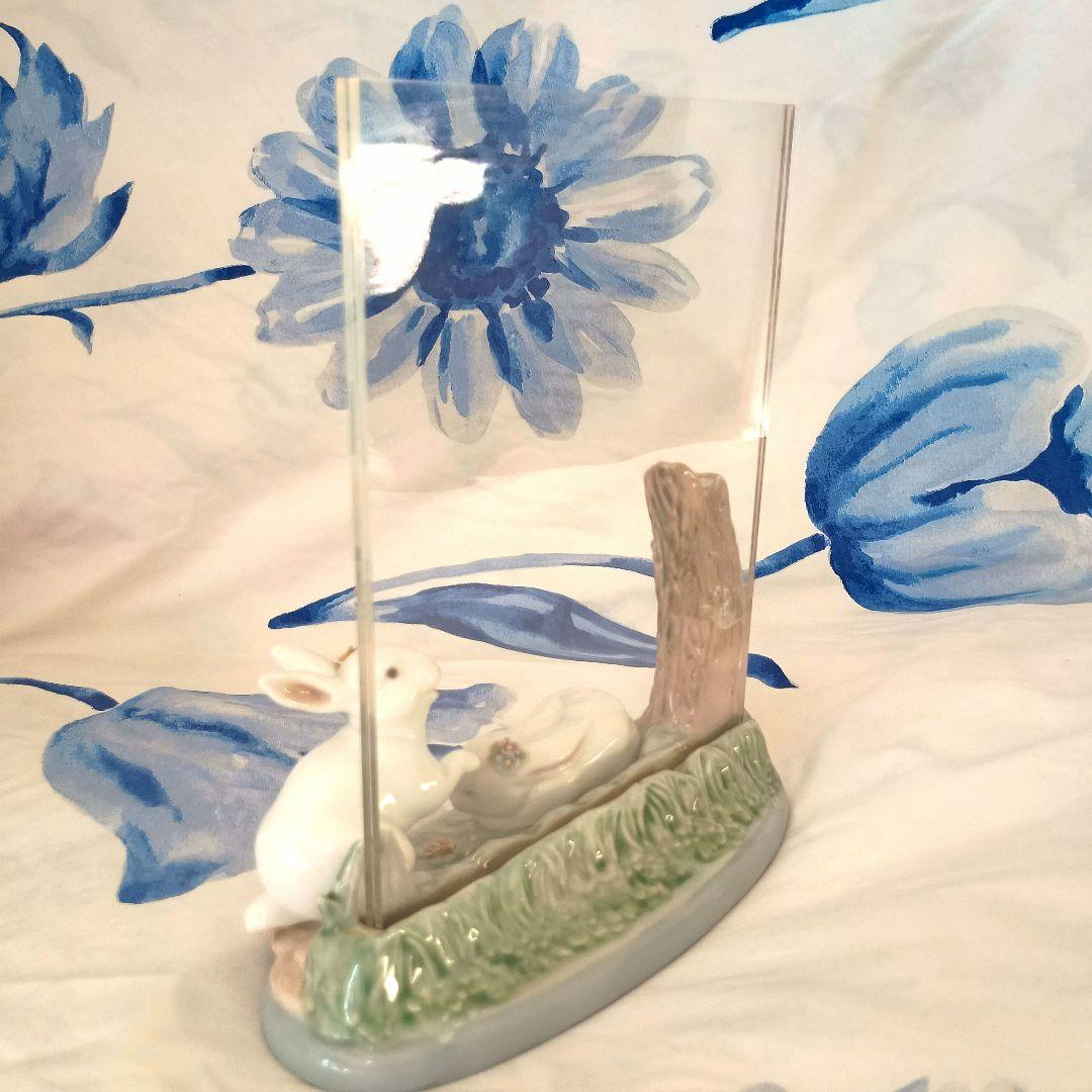 リヤドロ　写真立て　フォトフレーム　うさぎ　木　森　かわいい　置物