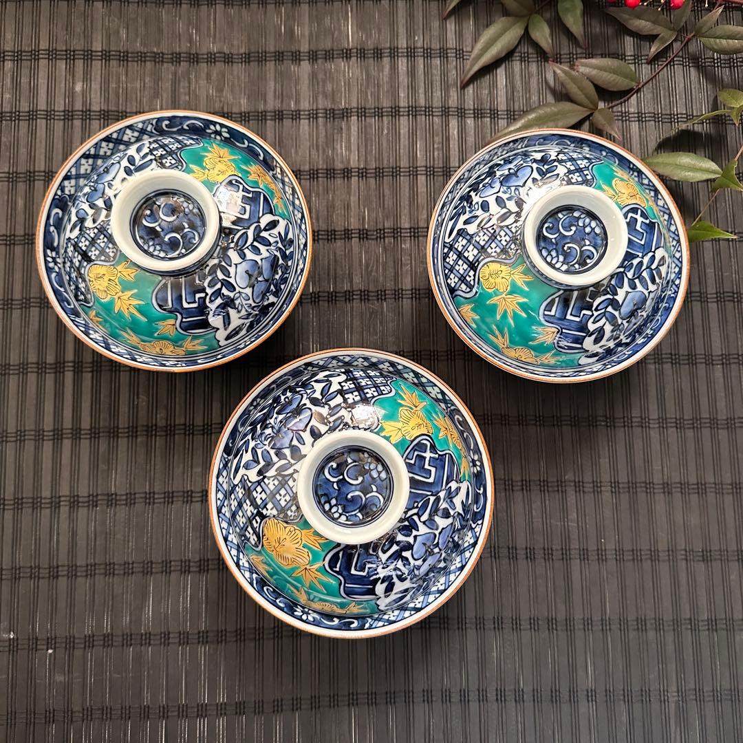 【希少・未使用品】三川内焼 平戸松山 手描き 祥瑞蓋付 小丼碗 蓋付煮物碗 五客